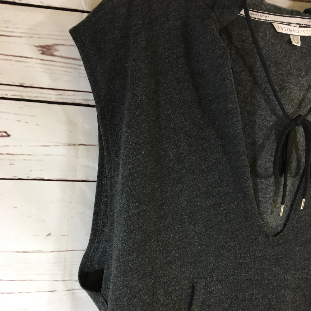SOLD ~ Victoria's Secret Gray Sleeveless Hoodie - Picture 7 of 8